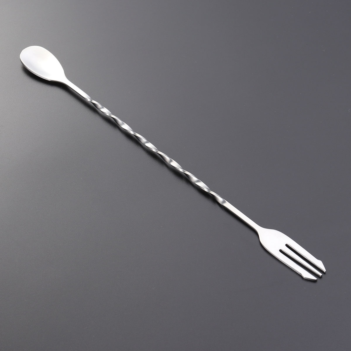 Bar Spoon Twisted - Stalowy widelec do koktajli, łyżka do
