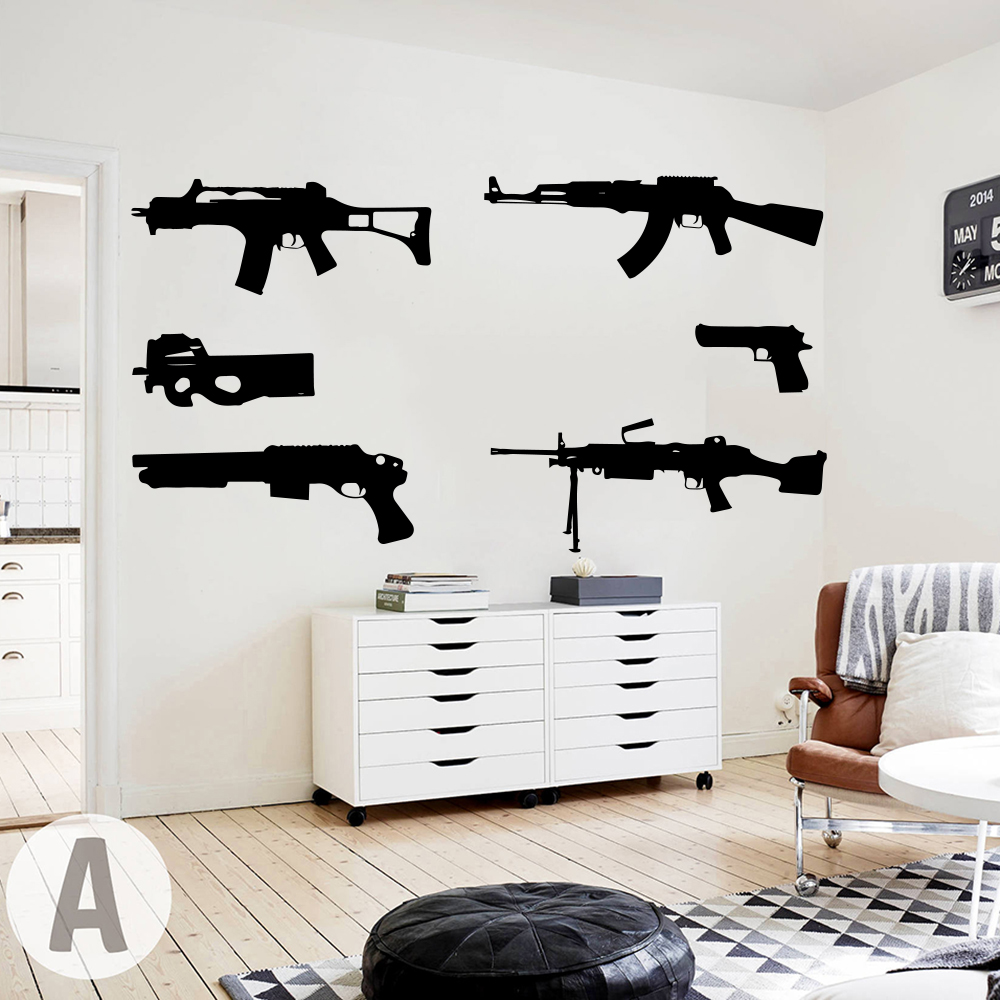 Smoking Gun Kit - Zestaw 6 pistoletów Naklejka ścienna Pokój