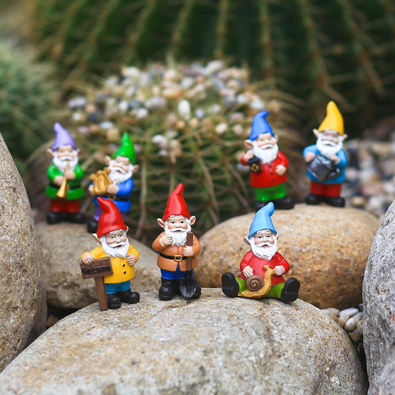 Home Bargains - 7Pcs/Set Miniature Funny Gnome Resin Dwarfs