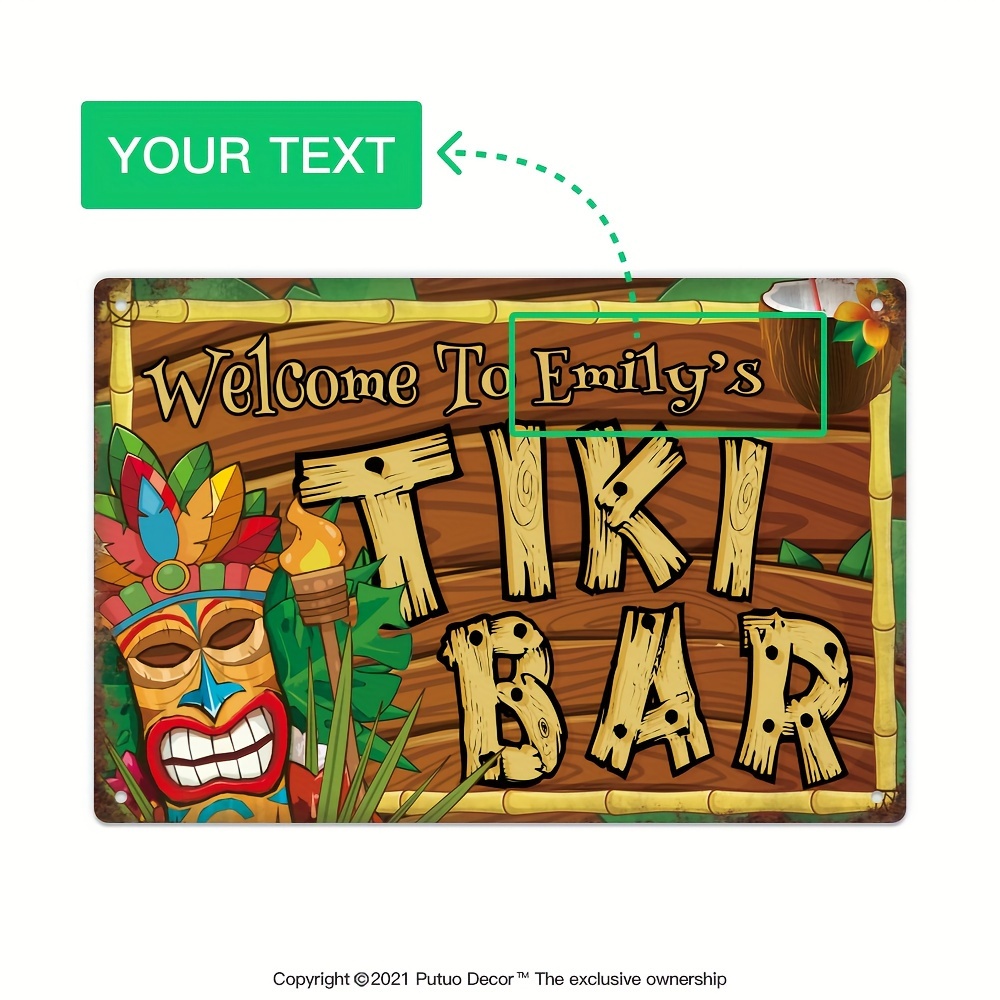Home Bar Signs - Personalizowany szyld Tiki Bar, imię na